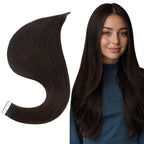 Full Shine Seamless Tape in Hair Extensions Human Hair Color 2 Dark Brown 22Inch Ombre Tape in Hair Extensions 20Pcs 50Gram Invisible Hair Extensions Real Human Hair Tape in Add Length