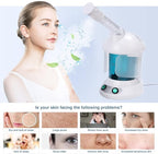 DYB Portable Facial Steamer, Nano Ionic Face Steamer with 360°Rotatable Sprayer,Mini Facial Steamer for Salon and Spa,1 Piece Headband and 4 Pieces Steel Skin Kits.