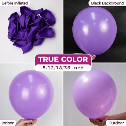 Bezente Purple Balloons 18 Inch 30 Pack Latex Large Thick | Purple Balloons Big - Image 2