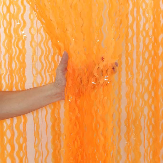 CYLMFC 4 Pack Wavy Orange Foil Fringe Curtain Party Decorations by CYLMFC