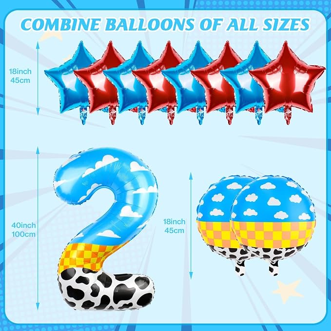 40 Inch Toy Inspire Story Themed Number 2 Balloon, Large Number Helium Balloon - Image 2
