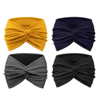 DRESHOW 4 Pack Turban Headbands for Women Wide Vintage Head Wraps Knotted Cute Hair Band Accessories