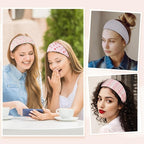 obeoby Boho Headbands for Women, 8 Pack Pink Floral Printed Headbands Non Slip for Girls Valentines Day Outfit Wide Headband for Daily Use Yoga Running