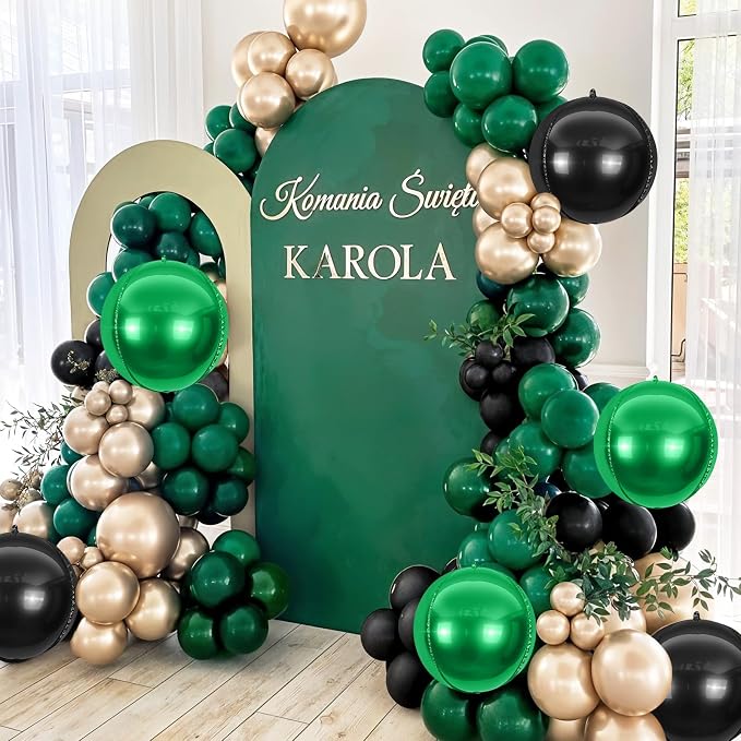 6Pcs Black Green Round Foil Balloons, Giant 4D Round Ball Balloon, 22 Inch - Image 5