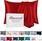Red Silk Pillow Cases for Hair and Skin Made in USA, 22 Momme, Anti Acne Silk Pillowcase with Zipper, Organic, Hypoallergenic, Anti Wrinkle, 1 Pc 20"x26" (Standard, Red)