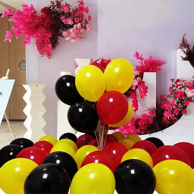 300 Pack Black Red Yellow Balloons 100 of each of the 3 colors 12 inch Black - Image 4