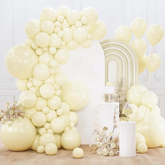 PartyWoo Pastel Yellow Balloons 155pcs Light Pale Yellow Color | 18 12 10 5 by PartyWoo