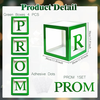 4 Pcs Prom Boxes with Letters 11.8 x 11.8 x 11.8 Inch Clear Balloon Boxes - Image 2