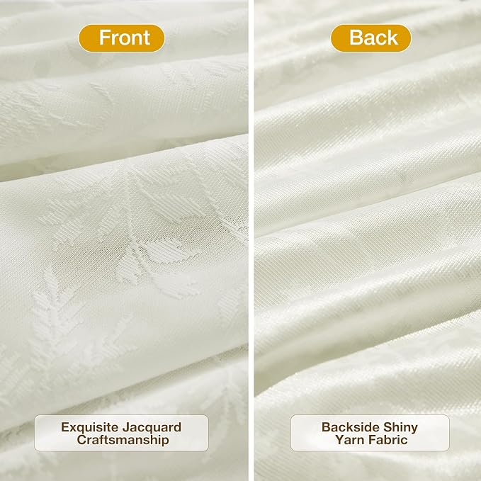 Anmao Cream Semi Sheer Light Filtering Short Curtains 45 Inches Long 2 Panels - Image 3