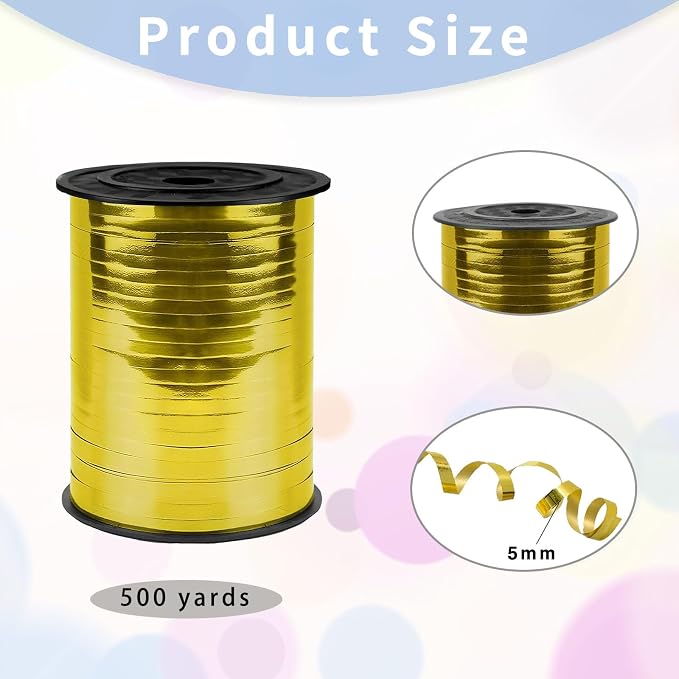 500 Yard Bright Gold Curling Ribbon, 1/5" Ribbon Curling - Image 2