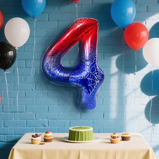 Spider Web 40Inch Foil Number Balloons Set 0-9 Includes Inflation Straws - Image 2