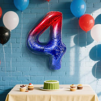 Spider Web 40Inch Foil Number Balloons Set 0-9 Includes Inflation Straws - Image 2