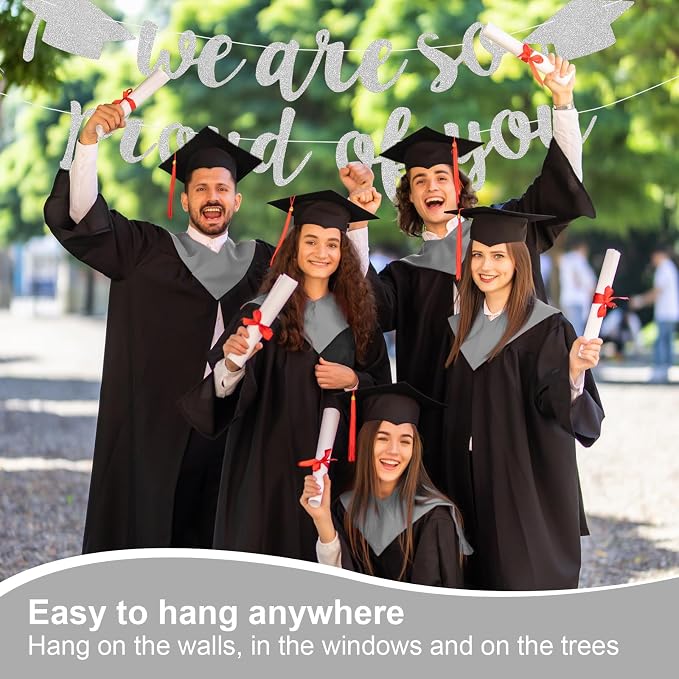 2026 Graduation Decorations Pre-Strung Blingbling We Are So Proud of You Banner - Image 3