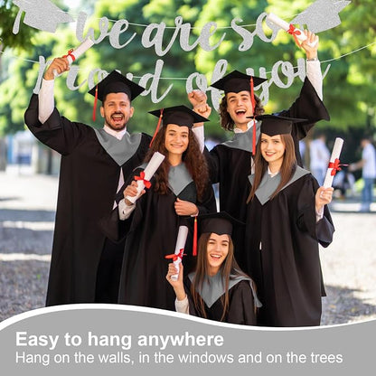 2026 Graduation Decorations Pre-Strung Blingbling We Are So Proud of You Banner - Image 3