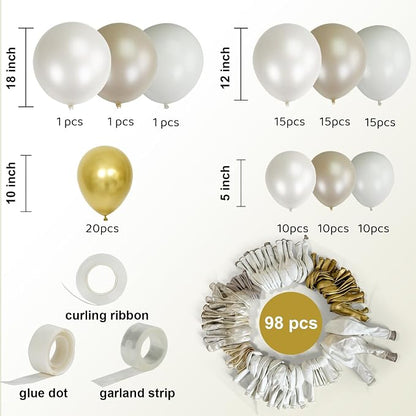 Pearl White Double Stuffed Balloon Arch Kit - Image 3