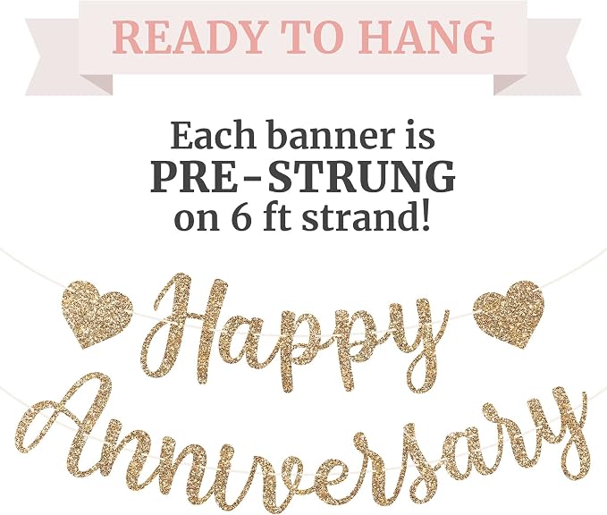 Pre-Strung Happy Anniversary Banner - Image 3