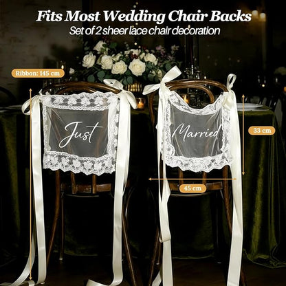 2 Pcs Personalized Sheer Lace Wedding Chair Sign - Image 7