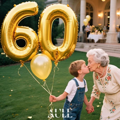 AULE 40 Inch Gold 60 Balloon Number Foil 0-9 Birthday Big Numbers | Birthday - Image 2