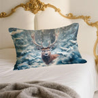 Silk Pillowcase for Hair and Skin Winter Snowy Forest and Deer Satin Pillowcase Standard Size with Zipper Silky Soft Cooling Satin Pillowcase Sleeping for Women 20"x26"