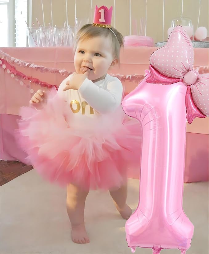 40 inch Number 11 Balloon with Bow Pink Happy Birthday Jumbo Number Balloons - Image 4