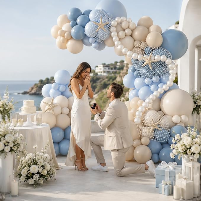 174PCS Blue and White Balloon Arch Kit, Ocean Theme Balloon Garland Kit - Image 3