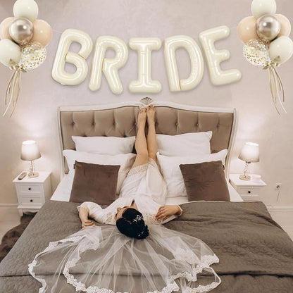 BRIDE Balloons Bachelorette Party Decorations, 16 inch Cream Beige Bride Letter - Image 5