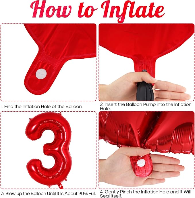 Red Number 3 Balloon 40 Inch, Big Large Foil Helium Number Balloons, Jumbo - Image 7