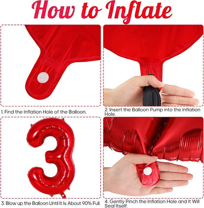 Red Number 3 Balloon 40 Inch, Big Large Foil Helium Number Balloons, Jumbo - Image 7