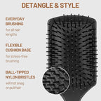 2 Pcs Black Paddle Detangler Brush - Wet & Dry Anti-Static Hair Brush for All Hair Types, Scalp Massage Brush for Women & Men