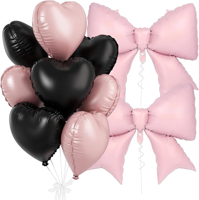 Pink Black Bow Balloon Set​ by Unknown