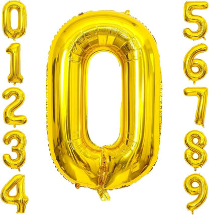 Gold Number Balloons Birthday Balloons by United-UnicornsParty
