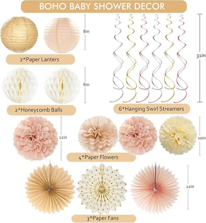 Champagne-Gold Boho Baby Shower Party Decoration -Welcome Baby Banner - Image 3