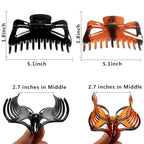 Large Hair Claw Clips for Long Thick Hair Women 5 Inches Big Plastic Claw Clamps 2pcs In Set Hair Accessories Clips (Butterfly-Black+Amber)