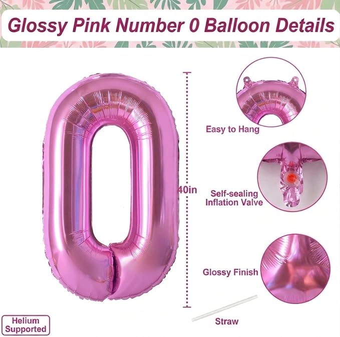 Pink Number 20 Balloon 40 Inch, Shiny Foil Double Digit Party Supplies | - Image 4