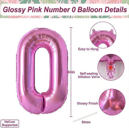 Pink Number 10 Balloon 40 Inch, Shiny Foil Double Digit Party Supplies | - Image 4