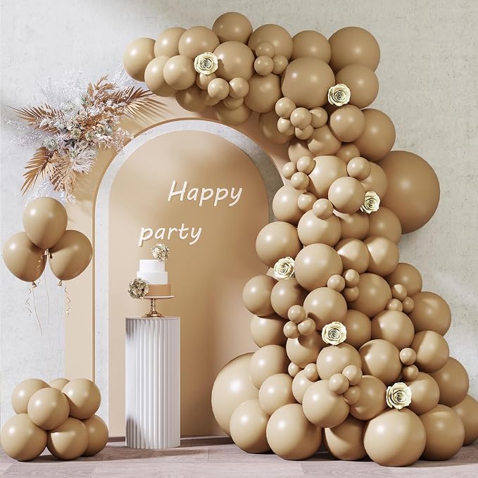 RUBFAC 87pcs Light Brown Balloons Different Sizes 18 12 10 5 Inches, Premium by RUBFAC