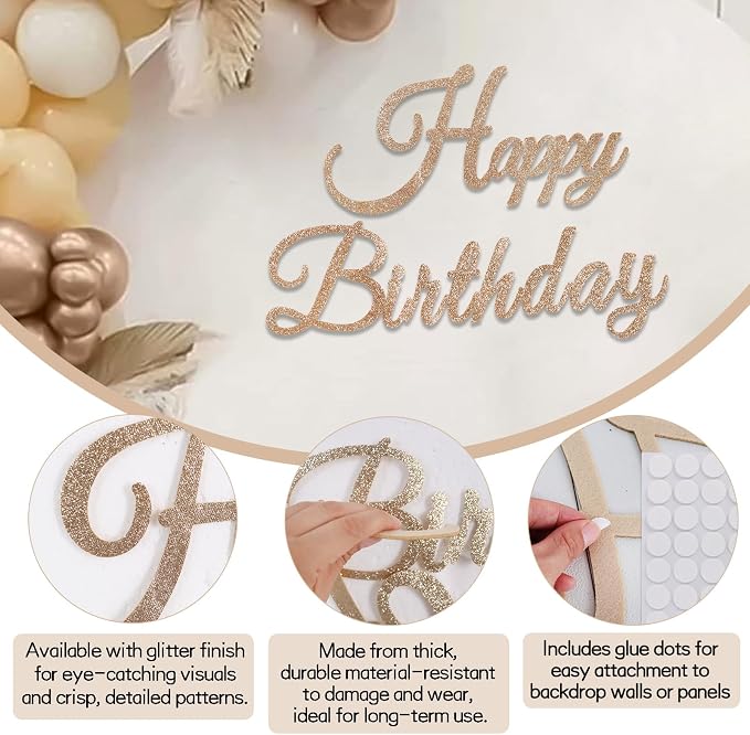 TONIFUL Happy Birthday Sign for Backdrop - Image 3