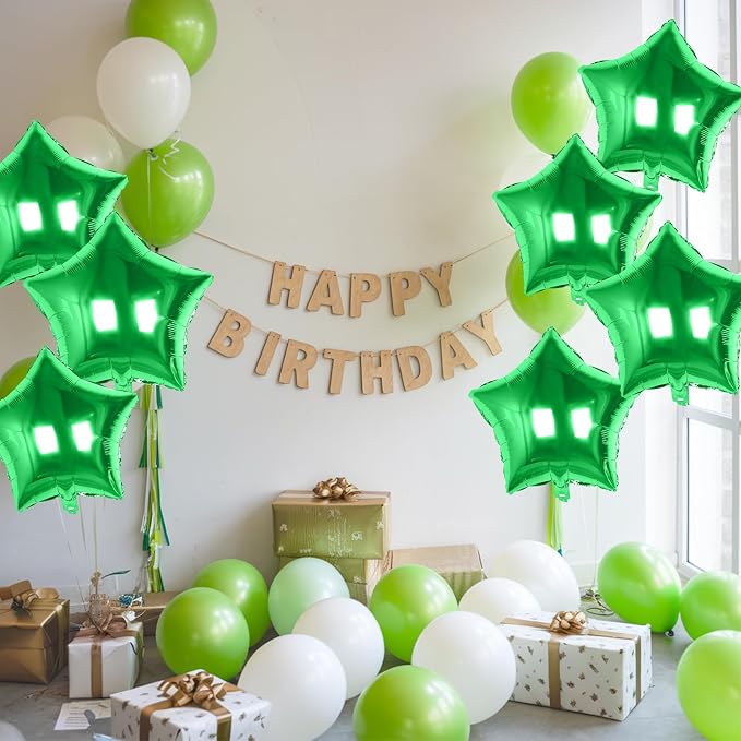 Green Star Balloons Foil, 18 Inch Metallic Stars Balloon - Image 4