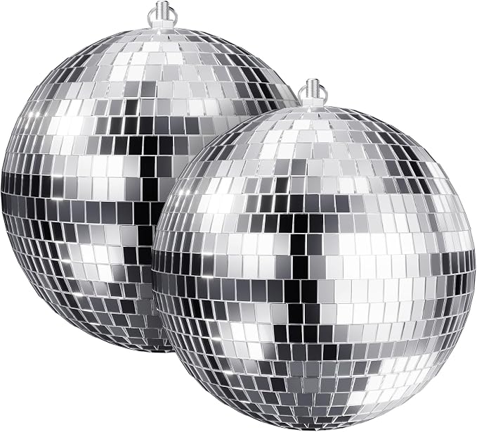 Youdepot 8-Inch Silver Disco Ball 2-Pack Mirror Ball | Hanging Mirror Ball by Youdepot