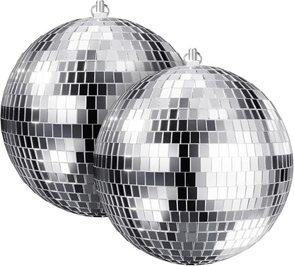 Youdepot 8-Inch Silver Disco Ball 2-Pack Mirror Ball | Hanging Mirror Ball by Youdepot