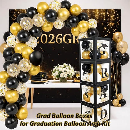 Grad Balloon Boxes for Balloon Arch Kit Black Gold Graduation Decorations 2026 - Image 2