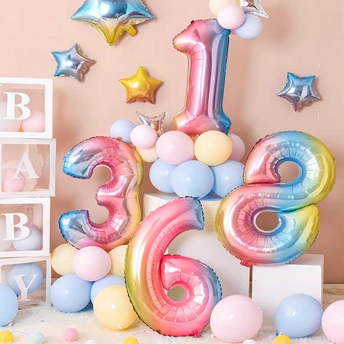 40 Inch Giant Rainbow Number 6 Balloons, Birthday Balloons, Helium Mylar Foil - Image 6