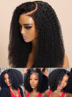 Julia Hair 12A Bye Bye Knots Glueless Wig Kinky Curly 7x5 Pre Cut Lace Front Wigs Invisible Knots Virgin Human Hair HD Lace Frontal Pre Bleached Wig 180% Density 26 Inch
