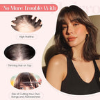 Hairro Mono Hair Toppers with Bangs, 3.4" x 3.4" Mono Base 100% Real Human Hairpieces for Women, 150% Density Clips In Topper for Greyish Thinning Hair, 14 Inch Jet Black