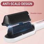 Negative Ionic Hair Straightener Brush with 9 Temp Settings, 30s Fast Heating Hair Straightening Comb with LED Display, Anti-Scald & Auto-Shut Off Hair Brush Straightener for Women (White)