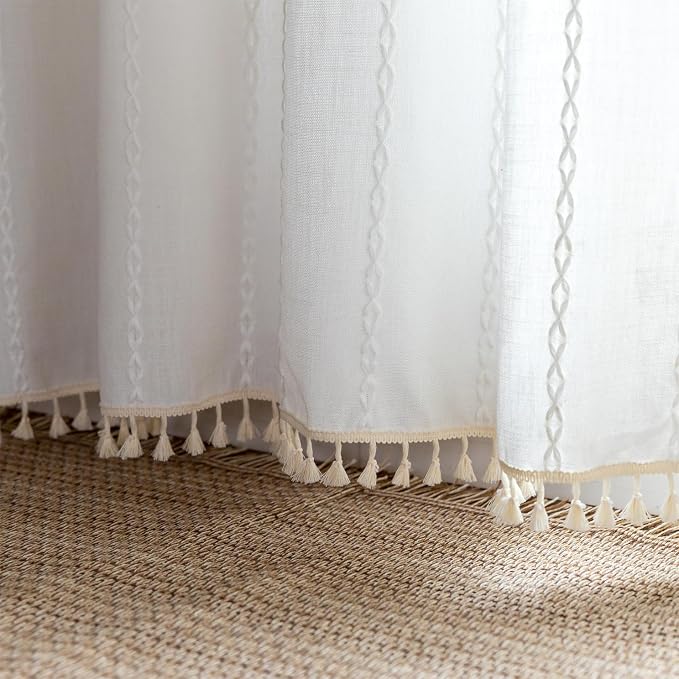 Sutuo Home White Boho Valance Curtains Tier 36 inches - Image 5