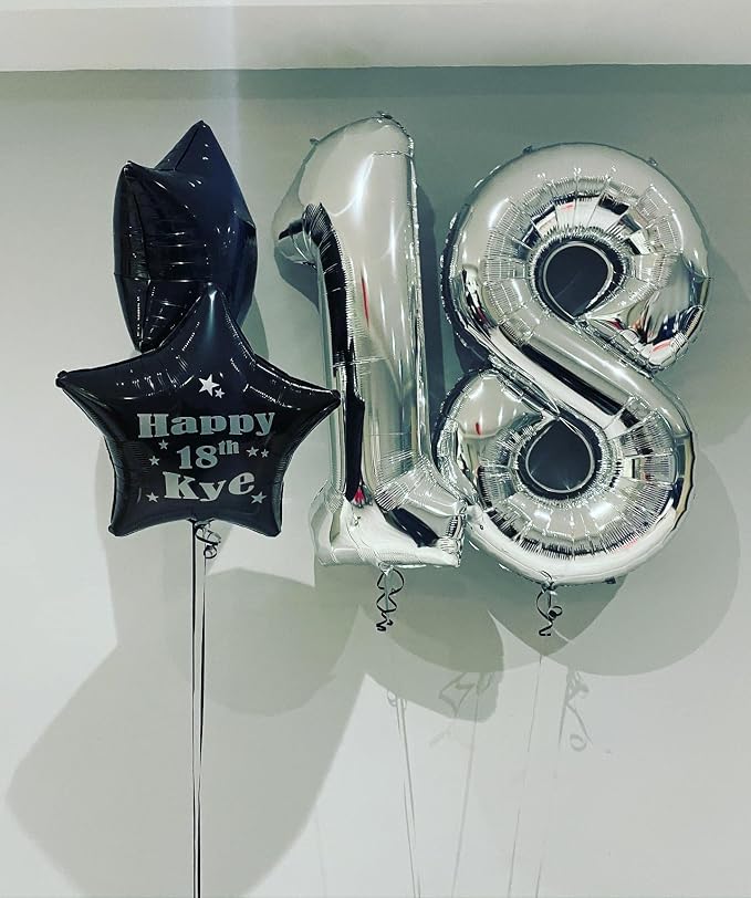40 Inch Silver 18 Number Balloons Giant 18 Balloons Silver Birthday 18 Balloons - Image 3