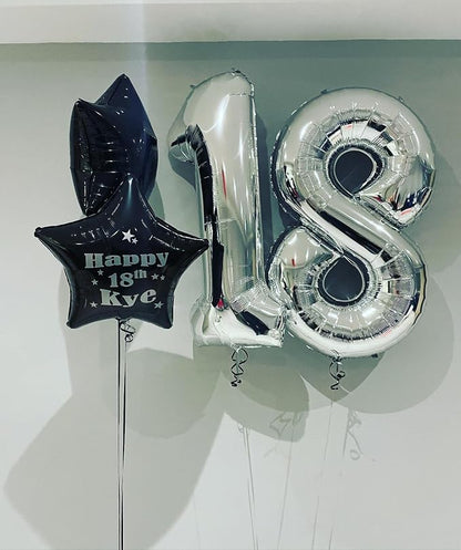 40 Inch Silver 18 Number Balloons Giant 18 Balloons Silver Birthday 18 Balloons - Image 3