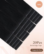 GOO GOO Invisi Edge Tape in Hair Extensions Human Hair, 1 Jet black 20pcs 12inch 40g, Virgin Remy Hair, Seamless Injected Tape, Natural Look