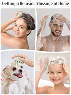 HEETA Scalp Massager Hair Growth, Soft Silicone Scalp Scrubber Shampoo Brush for Exfoliation, Dandruff Removal & Head Massage Stress Relax, Wet & Dry Use for Thick, Thin Hair Care, Wheat Straw Green